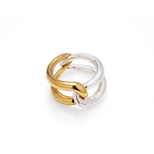 MAYAMAR Two Tone Intertwined Ring, Size 9, 24K Gold Plated. Retails for $76 picture
