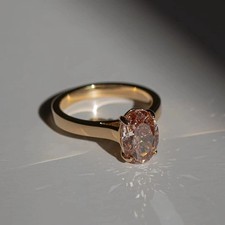 4.00 Ct Oval Cut Natural Pink Sapphire Wedding Ring 14K Yellow Gold picture