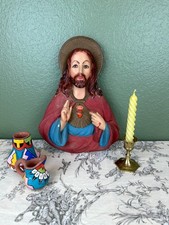 Vintage Sacred Heart of Jesus Chalkware Wall Plaque Religious Catholic picture