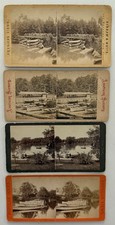 4 Central Park NY Stereoviews Boats Boat Landings Anthony Surdam & White 1800s picture