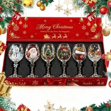 Christmas Wine Glass Collection Gift Box Set 6PC picture