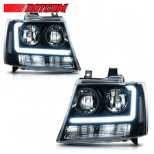For 2007-2014 Chevy Tahoe Suburban Black Housing Clear LED DRL Headlight Lamps picture
