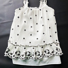 Rare Editions Girls 2T White/Black Floral Tank Embroidered Ruffle picture