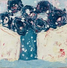 Blue Roses Flower Painting 4x4 Original Mini Floral Gallery Wall Art picture