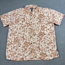 Patagonia Back Step Shirt Mens XXXL Hemp Organic Cotton SS Floral Print Rust picture