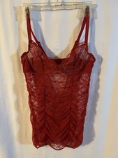 Adore Me  Bodycon Babydoll Red Lace Mesh Underwire Lingerie Size OX picture