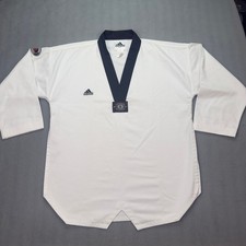 Adidas Taekwondo Dobok Uniform Top Size 4 180cm White Black Trim WTF Recognized picture