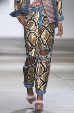 ASHISH Snake Print Sequin Embellished Boyfriend Distressed Denim Jeans XS or S picture