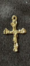 14K yellow gold nugget cross pendant 1.1 Grams picture