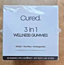 Cured 3 in 1 Wellness Gummies Shilajit, Sea Moss, Ashwagandha, 30 ea. Exp 11/26 picture