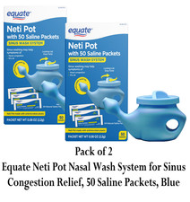 Equate Neti Pot Nasal Wash System for Sinus Congestion Relief, 100 Saline Packet picture