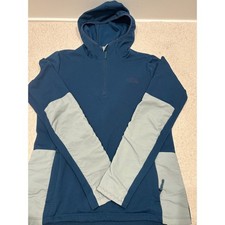 The North Face Womens Blue Grid Fleece Quarter Zip Hoodie Summit Series Small picture