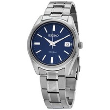 Seiko Men's Essentials Blue Dial Titanium Quartz Watch - SUR373P1 NEW picture