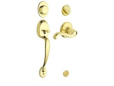 Schlage Plymouth Single Cylinder Handleset, Antique Brass F60 PLY 609 GEO picture