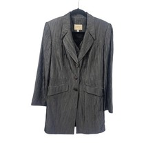 Alberto Makali Charcoal Crinkle Long Jacket & Vest 2-Piece Set Vintage Academia picture