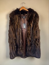 Donna Salyers Fabulous Furs Long Faux Fur Vest Women XL Brown Mob Wife NWT Vegan picture