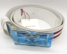 Bally B Chain Reversible Belt Red White Leather Gold Buckle Size 110 JL025070 picture