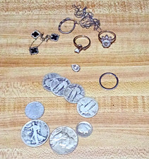Lot Of Scrap Silver 13g Jewelry 54g Old Silver Coins picture