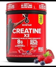 LOT OF (2) Six Star Creatine Monohydrate Powder Fruit Punch Muscle Building picture
