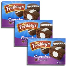Mrs. Freshley's Chocolate Cream-Filled Iced Cupcakes, 6 Pack | 3 Boxes (18 Cupca picture
