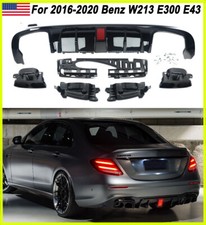 Fit 2016-20 Benz W213 E300 E43 E63 F1 Style Rear Diffuser W/LED+Exhaust Tips picture