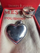 James Avery puffy heart pendant and tapered dome ring Both retired picture