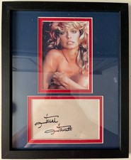Farrah Fawcett signed autographed index card & photo 3x5 framed 8x10 picture