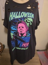 Torrid Halloween Horror Michael Myers Shirt Black NWT New 2X picture