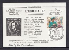 Australia 1987 Georgepex 87 Stamp Expo Hurstville NSW Commem Card, Signed picture