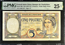 1926-1931 French Indo China 5 Piastres *** Rare picture