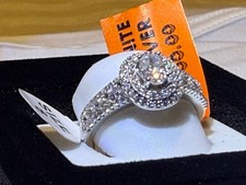 Moissanite Sterling Silver Double Halo Oval Engagement Ring picture