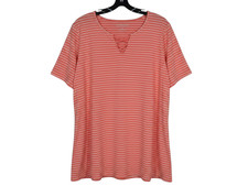 CATHERINES SUPREMA COLLECTION Coral Stripes CUT-OUT V-NECK Blouse/Top 3X 26/28W picture