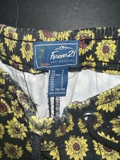 Forever 21 Swimwear Board Shorts Size S Black Sunflower Print picture