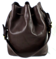 Vintage COACH 9165 Dark Brown Leather Drawstring Bucket Shoulder Bag USA VGood picture
