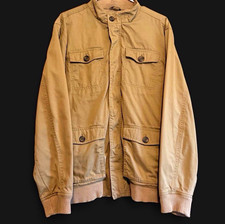 Gap Men’s Military Jacket Tan L Short Stand-Up Collar Zip/Button Pockets picture