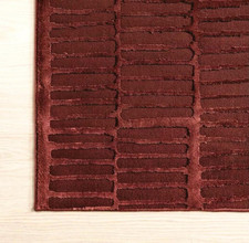 Burgundy Geometric Area Rug Hand Tufted Wool Viscose Modern Luxury Carpet picture