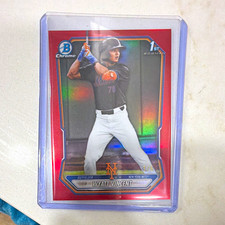 Topps 2024 Bowman Chrome 1st Bowman Wyatt Vincent Mets BCP-187 Red /5 picture