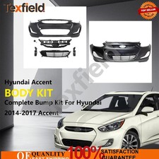 Primed New W/Grille Front Complete Bumper Cover Fits 2014-2017 Hyundai Accent picture