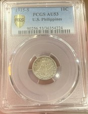 1915-S US Philippines 10 Centavos PCGS AU-53 Key Date Mintage: 450,000 picture