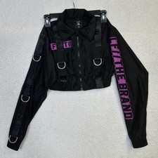 LF THE BRAND Women's Cropped Jacket Black Purple XS Worn Once picture