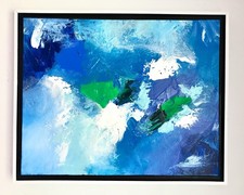 Abstract Ocean Painting Blue Coastal Wall Art, Textured Acrylic on Canvas picture
