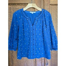Boden Blue Poplin Tunic Smock Top Multicolor Clip Dots Dots 3/4 Sleeve - US 4 picture