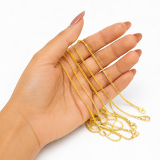 Real 18K Gold Slim Franco Chain 1mm Classic Necklace 16 18 20 22 Inch Women picture