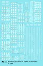K4 O Scale Decals New York Central Gothic Steam Locomotive White picture