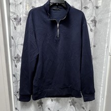 Quarter Zip Long Sleeve Jacket By Ellie Tahari Size Large Navy Blue Very Soft picture