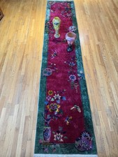 Unbelievable Antique Chinese Art Deco Runner Rug Circa 1930 Very Rare 11’6 X 2’6 picture