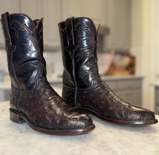 Lucchese Classics Roper Full-Quill Ostrich in Black Cherry Handmade 9.5D L3083RR picture