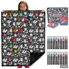 DIY Coloring Blanket for Adults & Kids, 50 x 60 Inch Flowers 2 Sets of 12 m picture