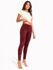 Johnny Was Embroidered Leggings Rust Brown XS Sculpt Stretch picture