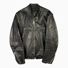 Vintage 60s 70s Brooks Leather Cafe Racer Jacket USA 46 picture